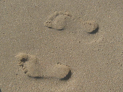Fingerabdruck, Schritte, Sand, Reise