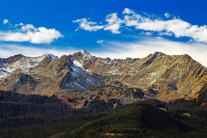 Rocky mountains, Colorado, langit, awan, pemandangan, Rentang, salju