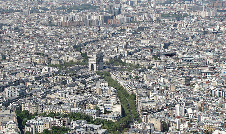 Paryžius, Triumfo arkos, Prancūzija, kosmopolitinis miestas, Lankytinos vietos, su vaizdu į miestą