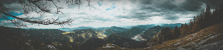 Panorama, Shot, Mountain, kallioita, Valley, Highland, puut