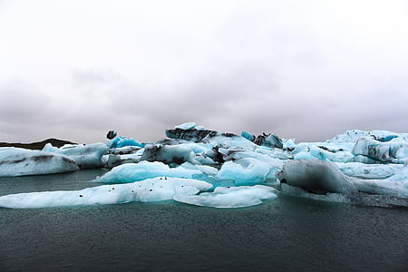 Timelapse, fotografia, icebergs, blanc, ennuvolat, cel, diürna
