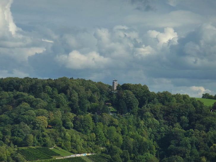 Esslingen, Alemania, cielo, nubes, Scenic, paisaje, bosque