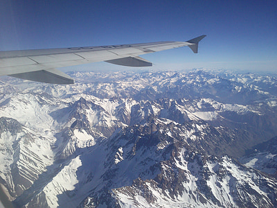 飞机, 山, 安第斯山脉, 科迪勒拉, 飞机, 雪, 天顶