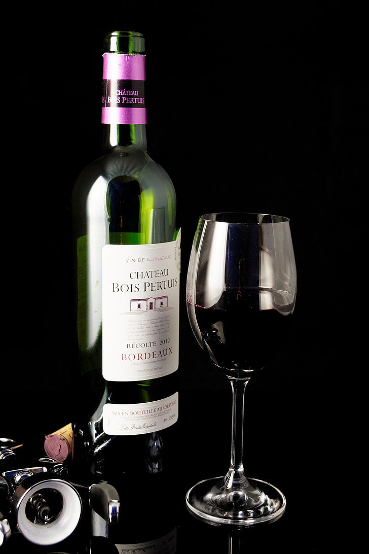 vino, kozarec vina, alkohol, Bordeaux, grozdje, steklenica, pluta