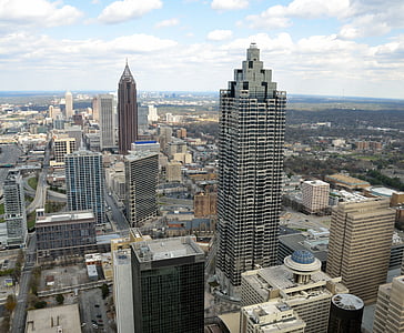 Atlanta, Gruzija, pilsēta, ainava, centrs, arhitektūra, cilvēki un kultūra
