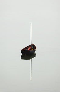 коричневый, Парус, тело, дневное время, лодка, озеро, отражение