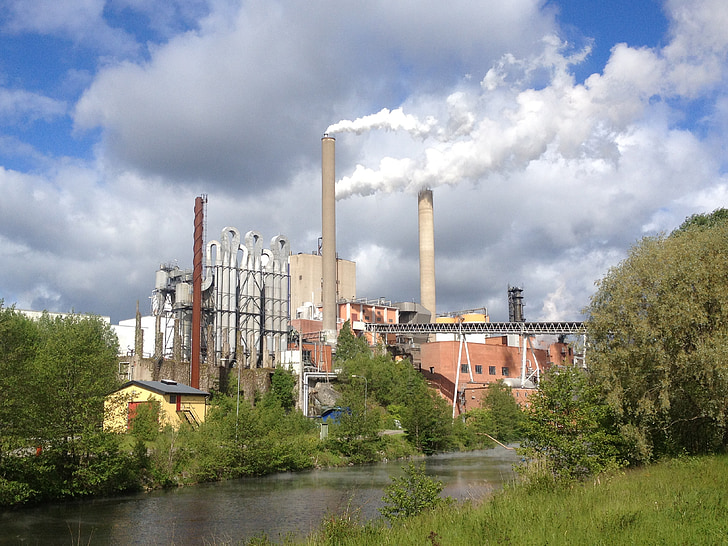 fabriek, rook, pulp, schoorsteen, industrie, vervuiling, Elektriciteitscentrale