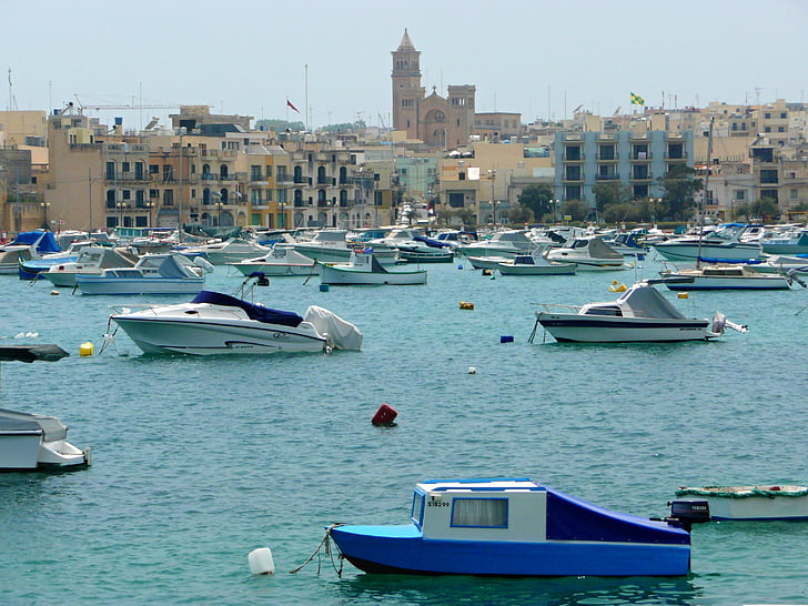 Malte, Marsaxlokk, Marsaxlokk matla, ladja, morje, pristanišča, Navtična plovila