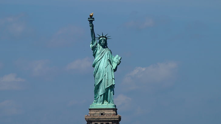 New york, skyline, Miss liberty, Verenigd amsterdam, NY, standbeeld, Vrijheidsbeeld