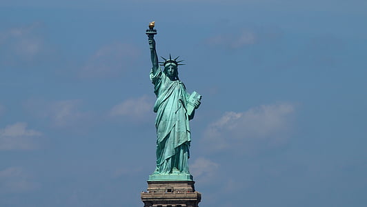 New york, siluets, Miss liberty, Apvienotā amsterdam, NY, statuja, Brīvības statuja