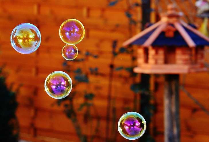 Såpbubblor, färgglada, bollar, tvål och vatten, göra såpbubblor, Float, spegling