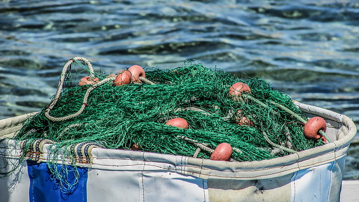 netten, visserij, groen, apparatuur, Cyprus