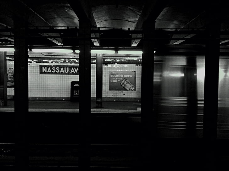 sort, hvid, fotografering, Nassau, AV, skiltning, Subway
