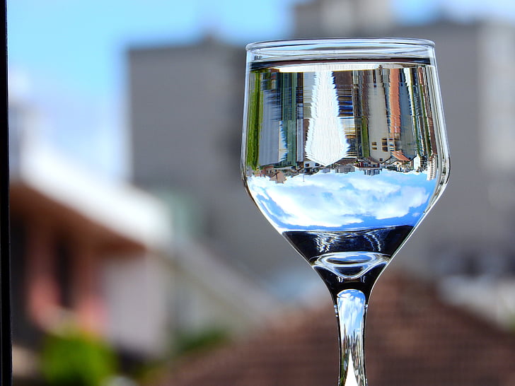 glass, focus, reflection, refraction, bowl, background, blurred