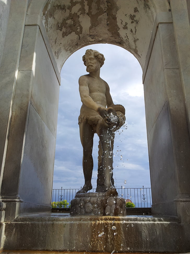 fuente, Nápoles, Italia, mármol, estatua de, arquitectura, escultura