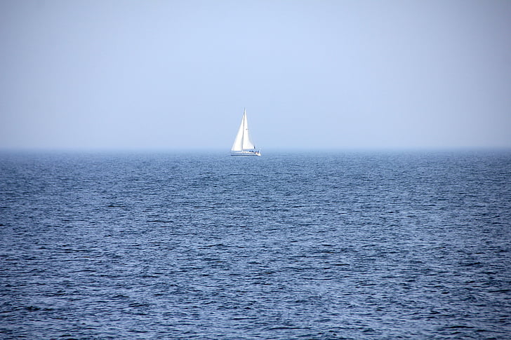 sea, water, blue, sail, sailing vessel, ship, boot