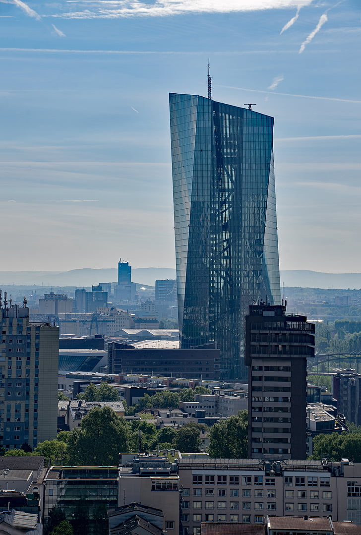 ECB, Evropská centrální banka, Frankfurt nad Mohanem, Hesse, Německo, mrakodrap, banka