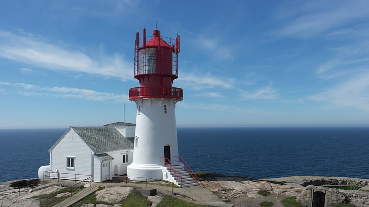 Norge, Lighthouse, Lindesnes, havet, kusten, berömda place, tornet