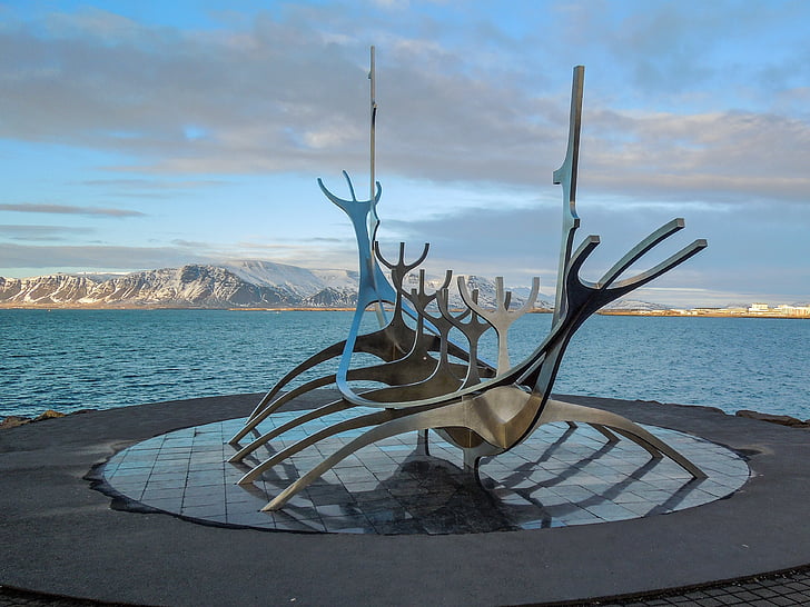 Island, solen voyager, Reykjavik, monument, skulptur, Viking, skib