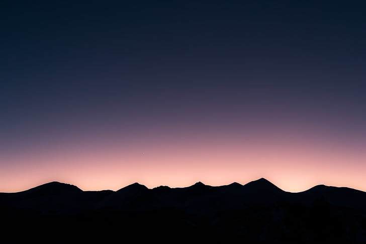 atmosférico, Crepúsculo, montanha, cume, cenário, silhueta, pôr do sol