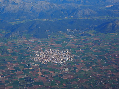 sa pobla, vieta, Kopienas, Mallorca, aerofotogrāfijas, ainava, kalni