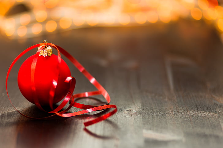 Ball, Bauble, flou, floue, bokeh, Christmas, décoration de Noël