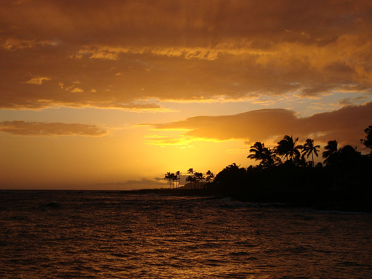 saulriets, saullēkts, rītausma, krēslas stundā, Hawaii, Kauai, no rīta
