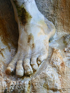pie, estatua de dedos de los pies, mármol, piedra, escultura, pies descalzos