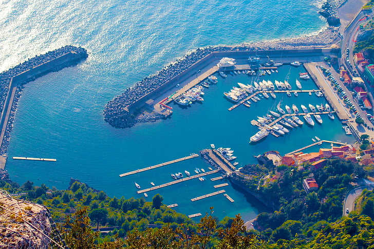 Porto, Maratea, Basilicata, Marina, båtar, blå, Italien