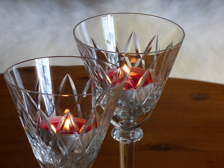 candles, tealight, crystal, scintillate, romance, atmosphere