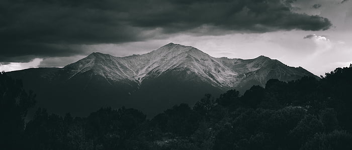 preto, Branco, foto, paisagem, montanha, Highland, Vale