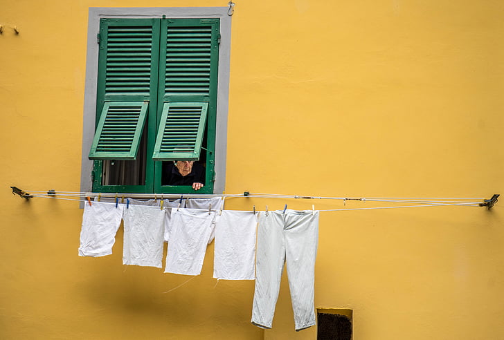 Italija, žena, osoba, ljudi, praonica rublja, clothesline, Europe