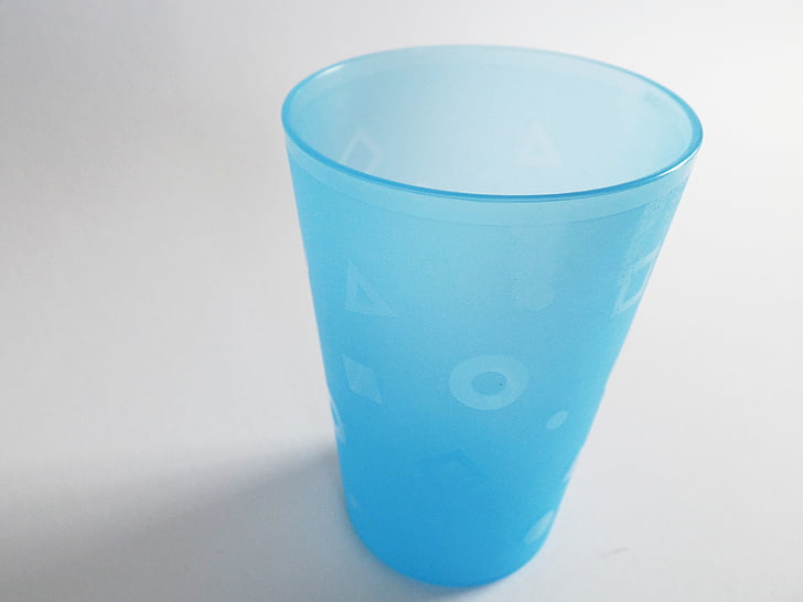 puodelis, plastiko indeliuose, gėrimas, gėrimai, spalvinga, mėlyna, plastikas