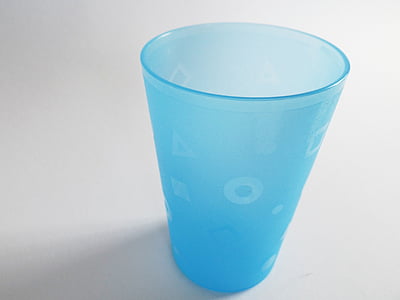 kauss, plastmasas glāzes, dzēriens, dzērieni, krāsains, zila, plastmasas