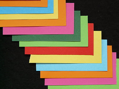 종이, 다채로운, 색, 카드, 두고, 레이블, 다채로운 종이