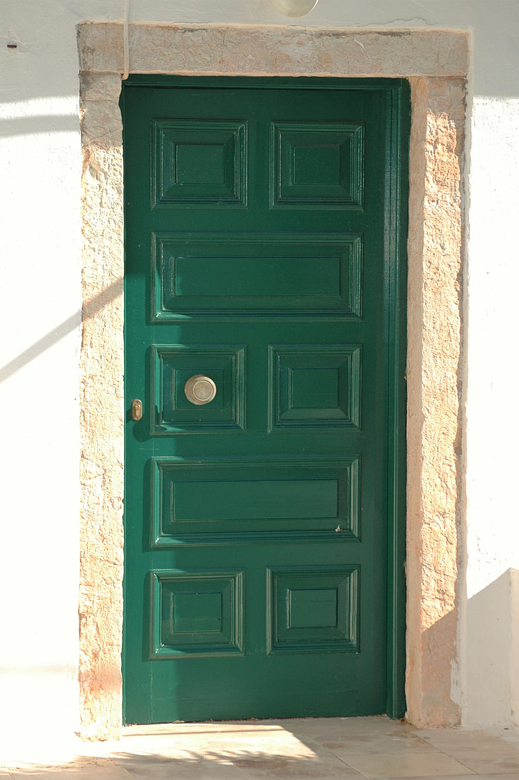 ประตู, สีเขียว, เฟรม, ป้อนข้อมูล, ประตู, บ้าน