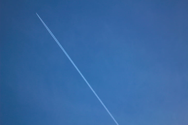 Jet, cer, în timpul zilei, avion, contrails, albastru, traseu de vapori