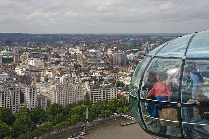 London, Storbritannien, skyline, turisme, pariserhjul, London eye, arkitektur