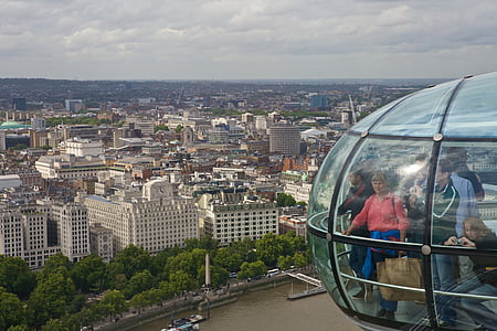Лондон, Великобритания, Скайлайн, Туризм, колесо обозрения, Лондонский глаз, Архитектура
