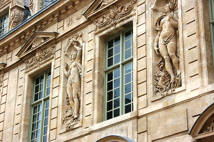 fasad, jendela, untuk menodai hotel, Paris, arsitektur, Windows