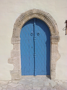 ประตู, เว็บไซต์, สีฟ้า, กรีก, กรีซ, เก่า, โบราณ