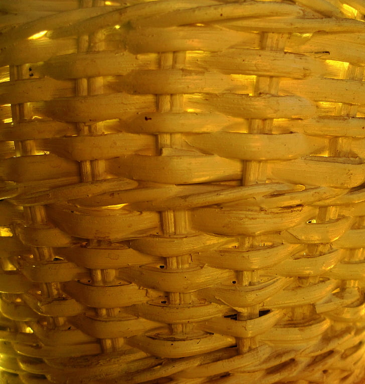basket, weave, white, yellow light, container, craft, wicker