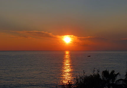 Sunset, havet, Middelhavet, solen og havet, ved havet, nedgående sol, natur