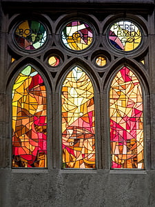 logu vitrāžas, katedrālē, Sagrada familia, Barcelona, Katalonija, arhitektūra, baznīca