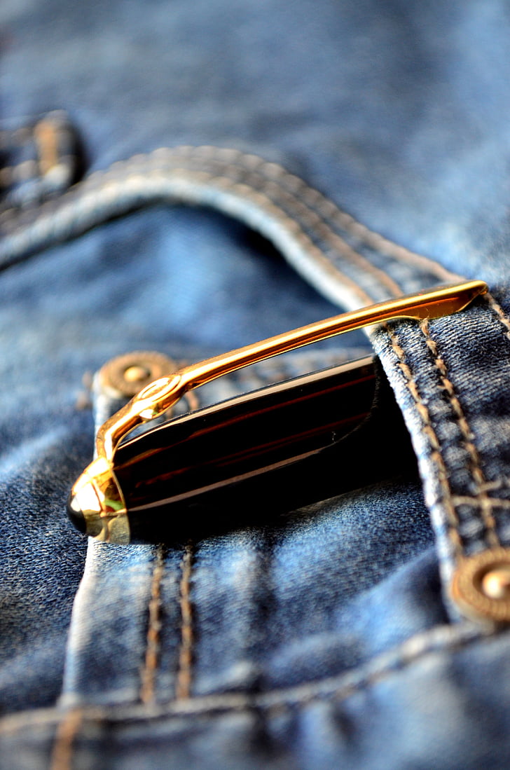 rašiklis, džinsai, mėlyna, kišenėje, mados, apranga, atsitiktinis