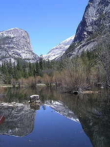 mirror lake, landscape, reflection, water, sky, mountains, outdoors
