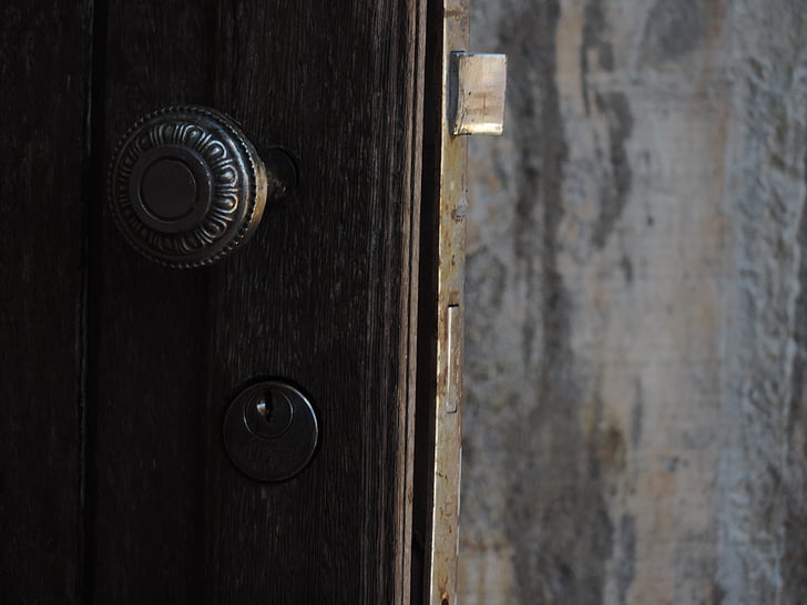 cửa, chốt, chìa khóa, bức tường, gỗ - tài liệu, khóa, xử lý