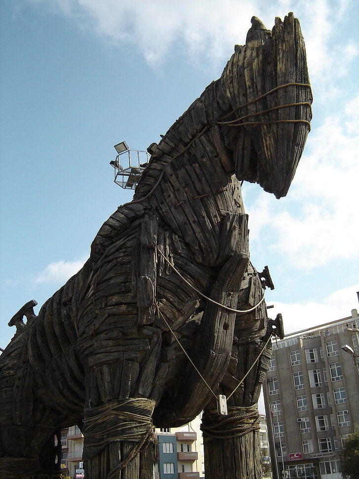 Trojan horse, Troy, Trojan, cavallo, Turchia, antica, in legno