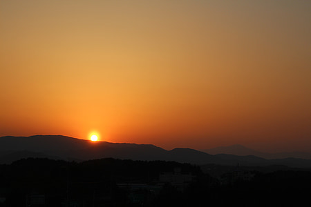sunset, glow, solar, mountain, sky, in the evening, night