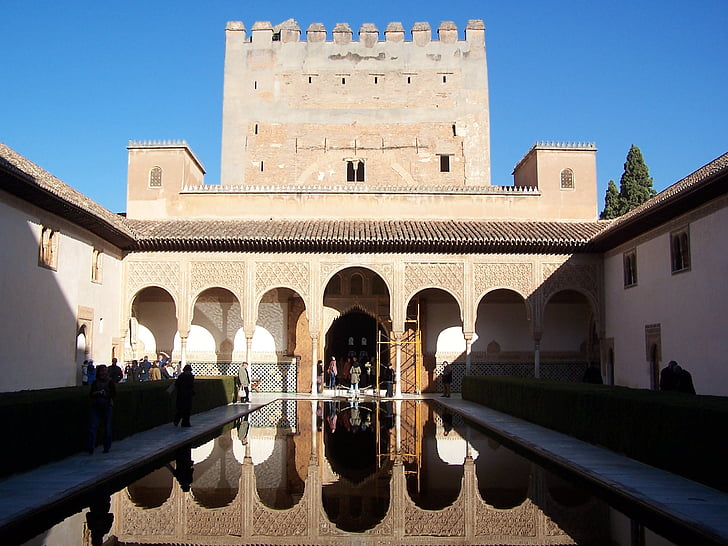 Alhambra, water reflectie, cultuur, het platform, beroemde markt, geschiedenis